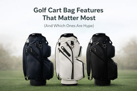 Golf cart bags on manicured grass